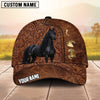 Joycorners Equestrian Tooled Leather Horseshoe Personalized Name 3D Cap (9 breeds)