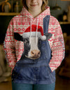 Joycorners Holstein Farm Life Merry Christmas Cow Personalized Name, Farm Name Unisex 3D Hoodie