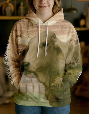 Joycorners Brahman Country Style Ranch Personalized Name, Farm Name Unisex 3D Hoodie