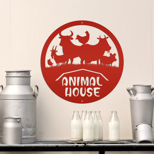 Joycorners Farm Animal House Metal Sign, Farmhouse Wall Decor & Wall Art, Farm Decor, Gift for Farmer, Farming Gifts, Wall Decor for Barn, Children's Bedroom Wall Decor, Kid Farm Bedroom Wall Decor LM0110