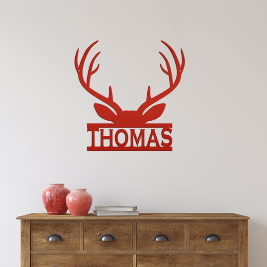 Joycorners Personalized Deer Antler Monogram Metal Sign-Deer Antlers Decor-Deer Cabin Sign LM0110