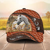 Joycorners Personalized Horse Orange Brown Leather Style Cap (9 Breeds)