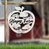 Joycorners Personalized Apple Farm Metal Sign, Apple Shaped Sign Wall Decor, Apple Farm Business Sign, Apple Wall Art & Decor, Apple Orchard Sign LM0110