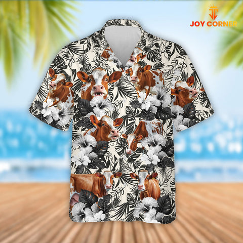 Joy Corners Ayrshire Cattle 3D Hawaiian Flower Shirt