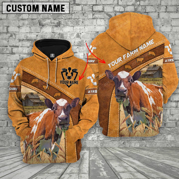 Joycorners Personalized Name Farm Ayrshire Cattle 3D Hoodie