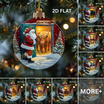 Joycorners Christmas Bauble 2D Flat Cow Ornament, Acrylic Ornament (9 Breed Options)