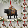 Joycorners Christmas Gifts Cow Carry Farm Ornament, Acrylic Ornament (8 Breed Options)