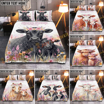 Joycorners Cute Flower Cow Personalized Name Cozy Bedding set (6 Cattle Breeds)