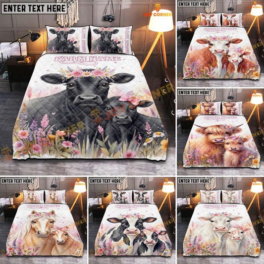 Joycorners Cute Flower Cow Personalized Name Cozy Bedding set (6 Cattle Breeds)