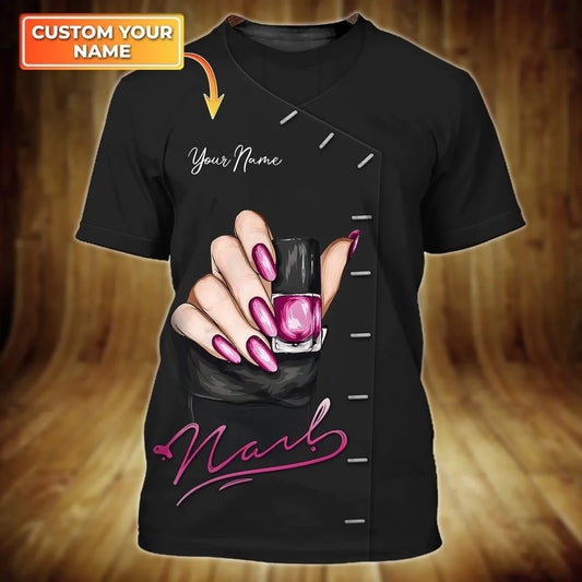 Nails - Personalized Name Gift for Nails Lovers, Nails Salon Uniform 3D Shirt