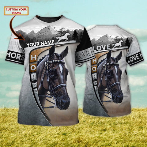 Joycorners Horse Love Custom Name 3D Shirts