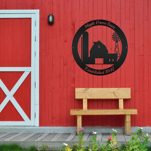 Joycorners Personalized Farm ,Barn & Silo Farm Scene Metal Sign, Barn Metal Sign , Barn Wall Decor, Barn Themed Decor, Farmhouse Decor, Rustic Decor, Farm Wall Decor ,Farm Wall Art LM0110