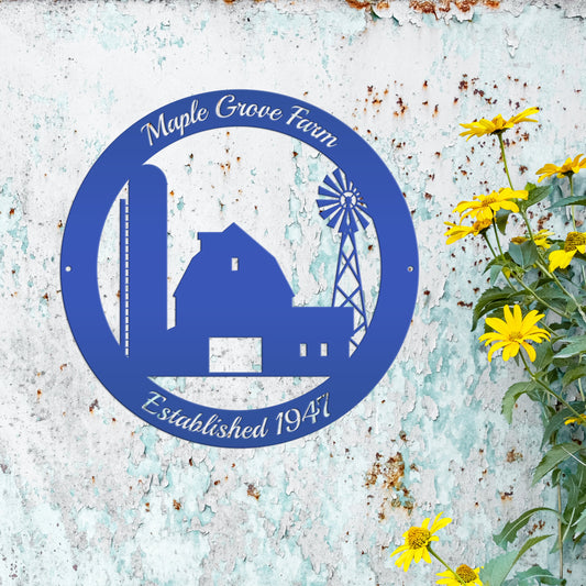 Joycorners Personalized Farm ,Barn & Silo Farm Scene Metal Sign, Barn Metal Sign , Barn Wall Decor, Barn Themed Decor, Farmhouse Decor, Rustic Decor, Farm Wall Decor ,Farm Wall Art LM0110