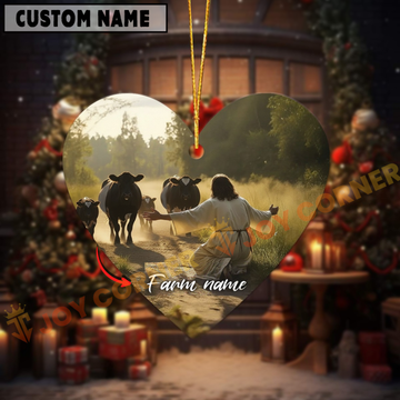 Joycorners Personalized Jesus and Belted Galloway – Faithful Farm Acrylic Ornament