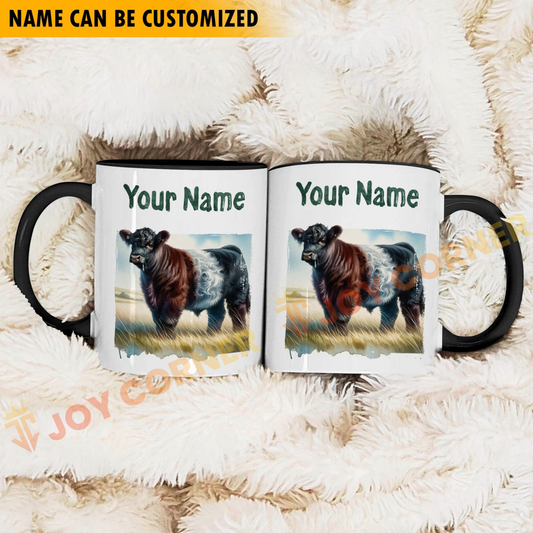 Joycorners Belted Galloway Personalized Name Two Tone Mug