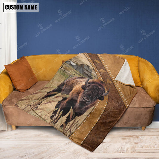 Joycorners Personalized Name Bison Brownie Background Blanket