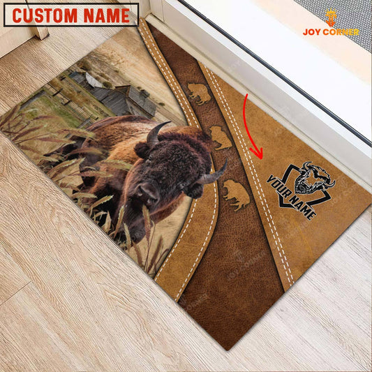 Joycorners Bison Personalized - Welcome Brown Doormat