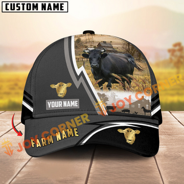 Joycorners Dexter Black White Country Customized Name Brown Leather Pattern Cap