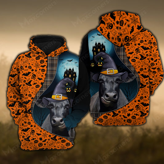 Joy Corners Black Angus Castle Halloween Pattern 3D Hoodie