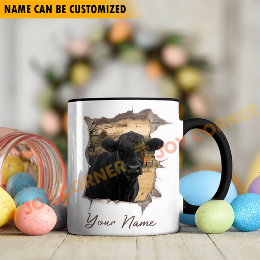 Joycorners Black Angus Funny Personalized Name Two Tone Mug