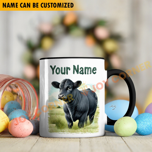 Joycorners Black Angus Personalized Name Two Tone Mug