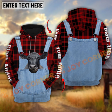 Joycorners Black Angus Red Jeans Pattern Personalized Name 3D Hoodie