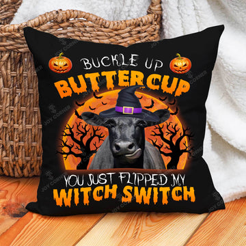 Joycorners Happy Halloween Black Angus Buckle Up Butter Cup Pillow Case