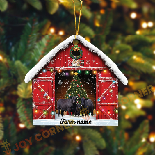 Joycorners Personalized Farm Name Cow Christmas Barn Ornament Acrylic Ornament (14 Breed Options)