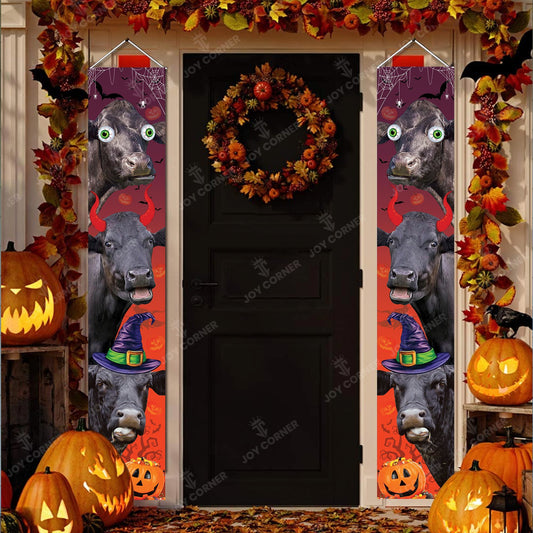 Joycorners Black Angus Cattle Halloween Porch Banner