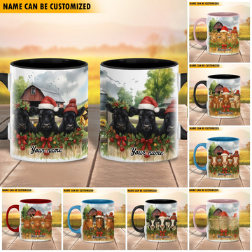 Joycorners Personalized Christmas Farmhouse Holiday Gift Cow Mug