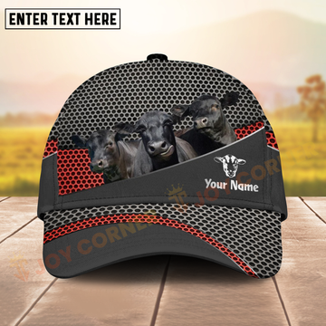 Joycorners Black Angus Ranch Style Metal Pattern Mesh 3D Cap Personalized Name Cap