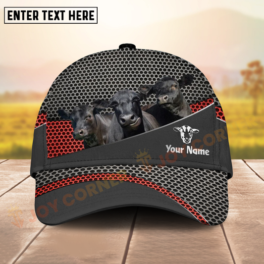 Joycorners Black Angus Ranch Style Metal Pattern Mesh 3D Cap Personalized Name Cap
