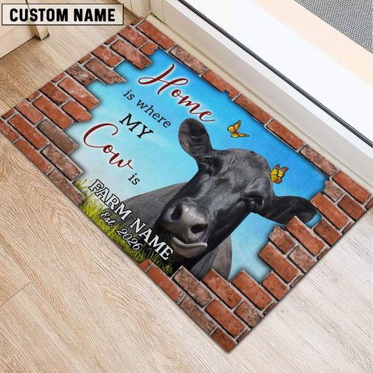 Joycorners Personalized Home Is Where My Cow Is Custom Farm Doormat (10 Cattle Breeds)