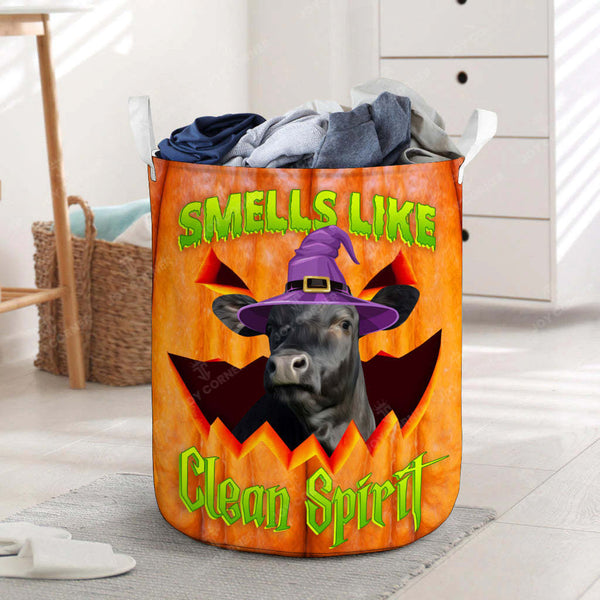 Joycorners Halloween Black Angus Cattle Pumpkin Laundry Basket
