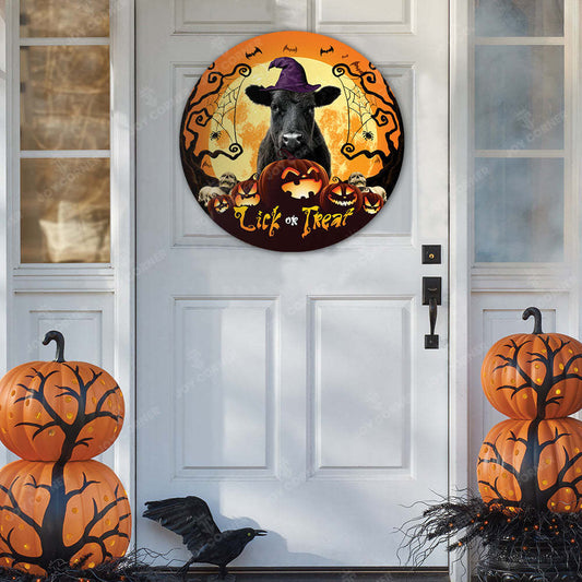 Joycorners Halloween Black Angus Cattle All Printed 3D Round Metal Sign