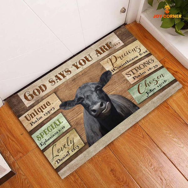 God Says You Are - Black Angus Cattle Doormat