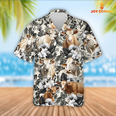 Joy Corners Brahman Cattle 3D Hawaiian Flower Shirt