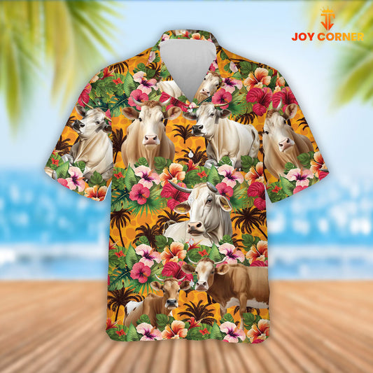 Joy Corners Brahman Cattle 3D Hawaiian Flower Shirt