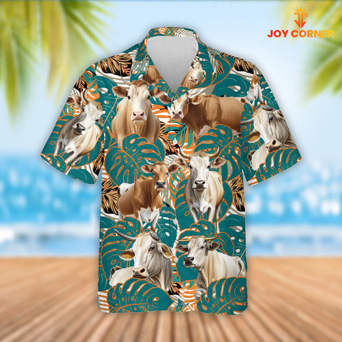 Joy Corners Brahman Cattle 3D Hawaiian Flower Shirt