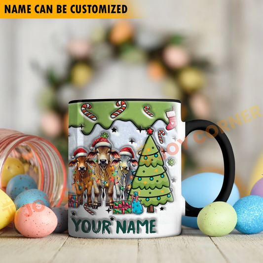 Joycorners Brahman Christmas Personalized Name Two Tone Mug