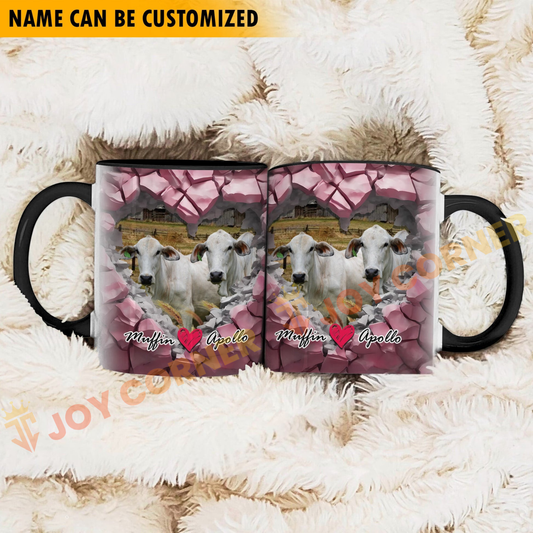 Joycorners Brahman Couple Personalized Name Two Tone Mug