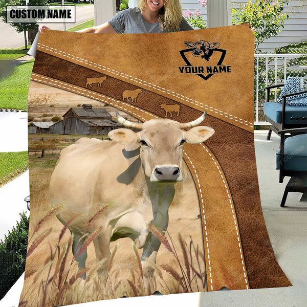 Joycorners Personalized Name Braunvieh Brownie Farm Background Blanket