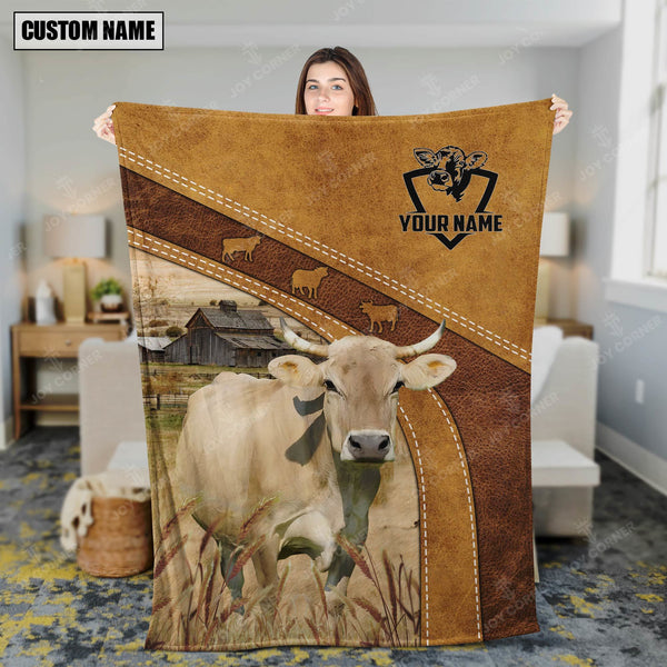 Joycorners Personalized Name Braunvieh Brownie Farm Background Blanket