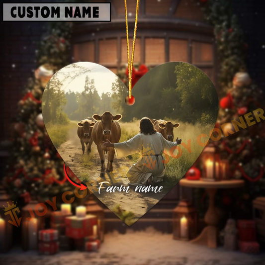 Joycorners Personalized Jesus and Brown Swiss – Faithful Farm Acrylic Ornament