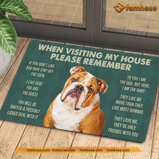 Joycorners Bulldogs Dog Doormat, Please Remember I Live Here Gift For Dog Lovers, Housewarming Gift, Dog Decor LM0210
