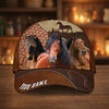 Joycorners Personalized Horse Dark Brown Carving Leather Style Cap (9 Breeds)