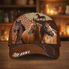 Joycorners Personalized Horse Dark Brown Carving Leather Style Cap (9 Breeds)