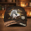 Joycorners Personalized Horse Horseshoe Pattern Dark Brown Leather Style Cap (9 Breeds)