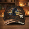 Joycorners Personalized Horse Horseshoe Pattern Dark Brown Leather Style Cap (9 Breeds)