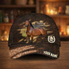 Joycorners Personalized Horse Horseshoe Pattern Dark Brown Leather Style Cap (9 Breeds)